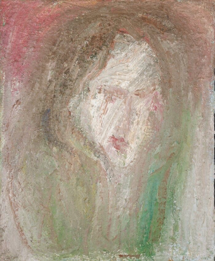 Portrait of Linda with red by Richard Cook