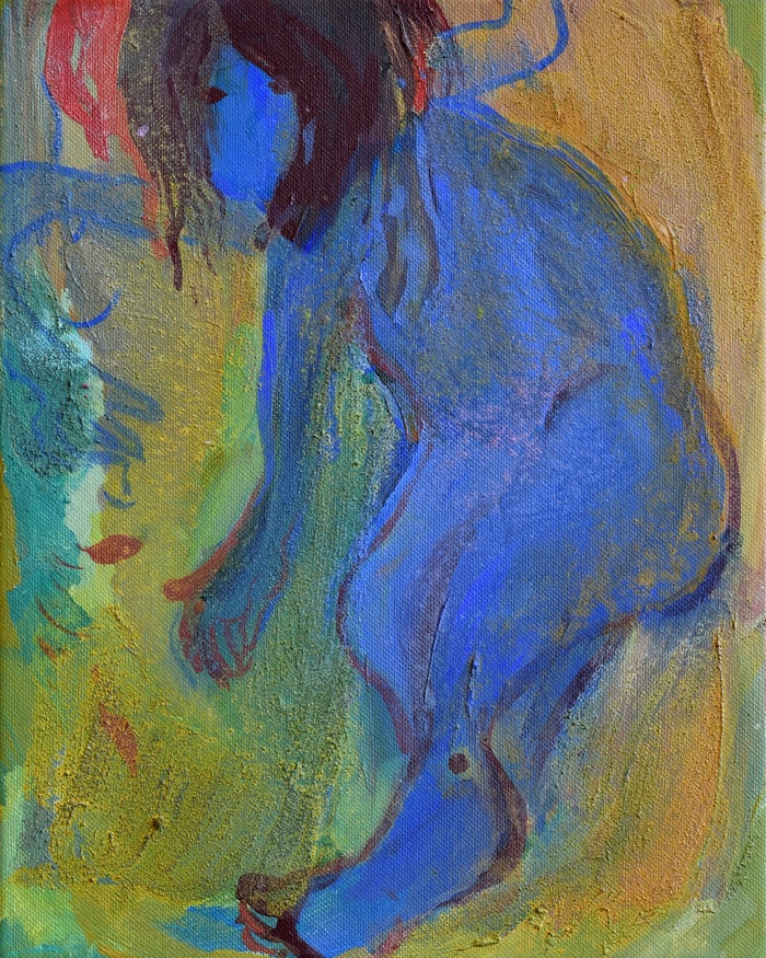 Woman in Blue von Asta Kulikauskaite Krivickiene