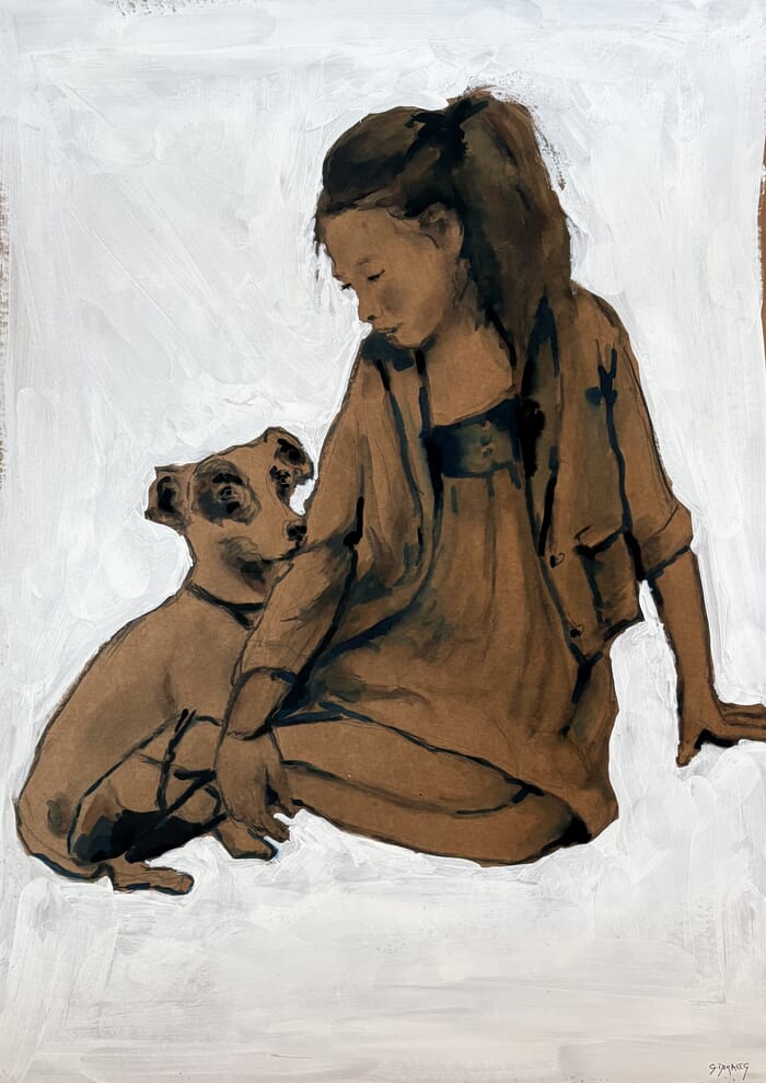 jeune fille au chien by Géraldine Morales