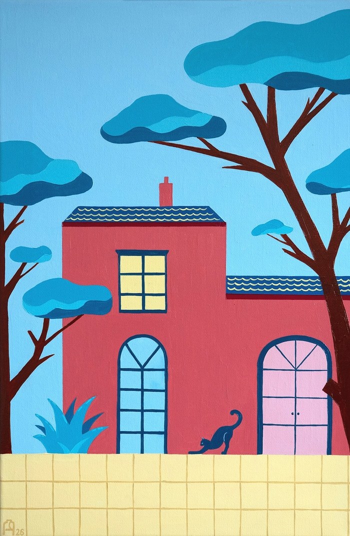 A Couple of Houses and Cats №1 by Apollinaria Manko