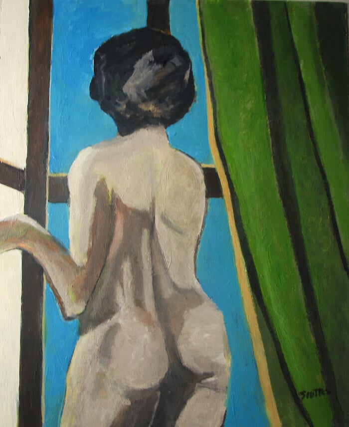 Modele de dos, ouvrant la fenetre. by Michel de Gouttes