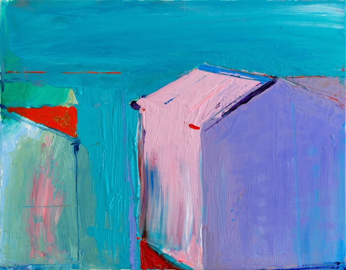 Beach Huts (Purple and Teal) by Ashley Hanson