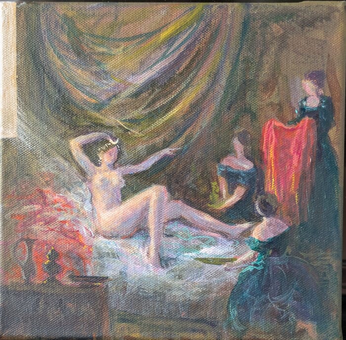 Le réveil de Diane accompagnée par ses servantes.Toutes ses nymphes sont grandes et belles, mais la déesse les surpasse toutes en taille et en beauté.  von François Pagé
