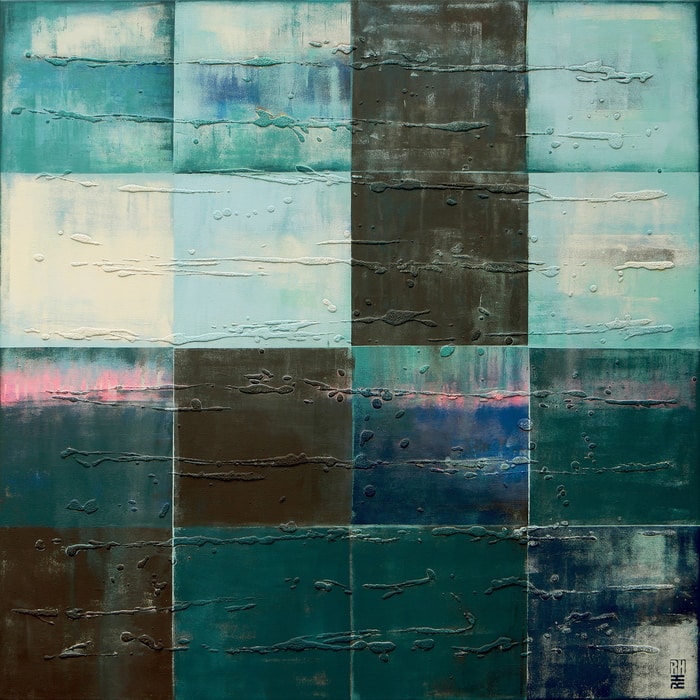 Tiles black & blue XL by Ronald Hunter