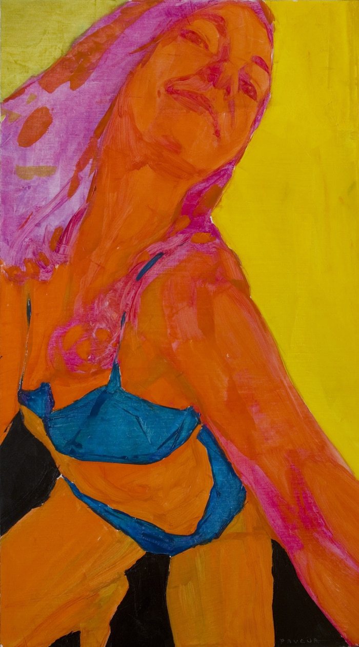 pop orange blue woman von Olivier Payeur