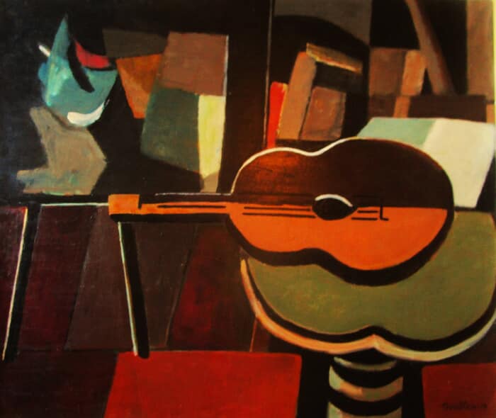Coin d'atelier avec guitare. by Michel de Gouttes