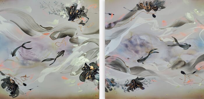 Stems of Water Diptych von Novi Lim