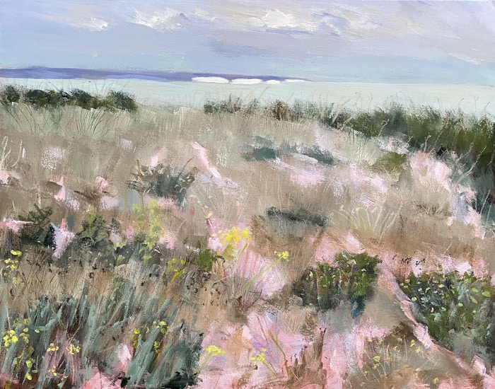 Beach And Distant White Cliffs von Nikki Wheeler