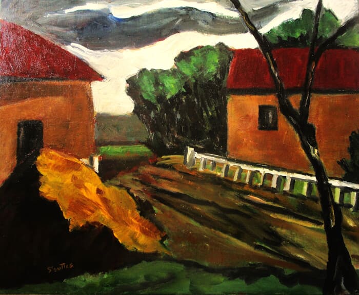 Cour de Ferme par ciel d'orage von Michel de Gouttes