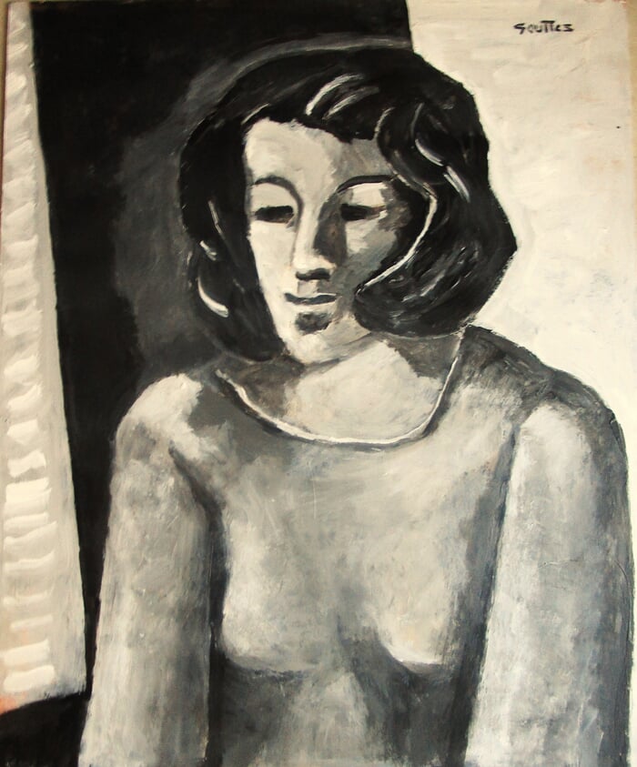 Portrait féminin dans l'atelier. by Michel de Gouttes