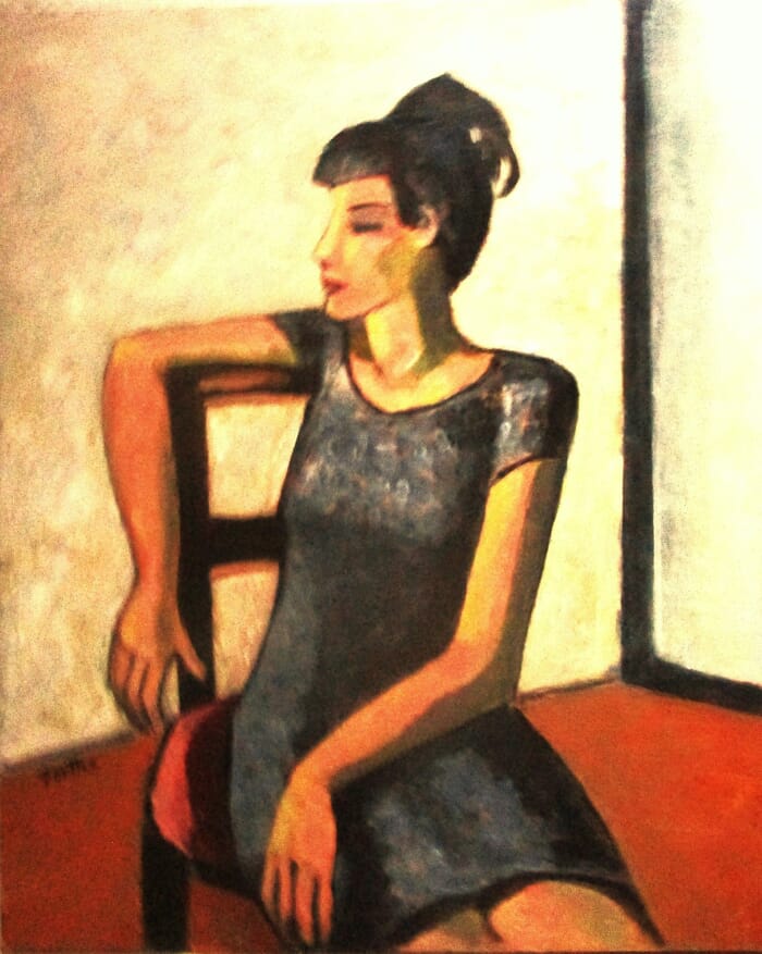 Jeune-Fille posant sur une chaise by Michel de Gouttes