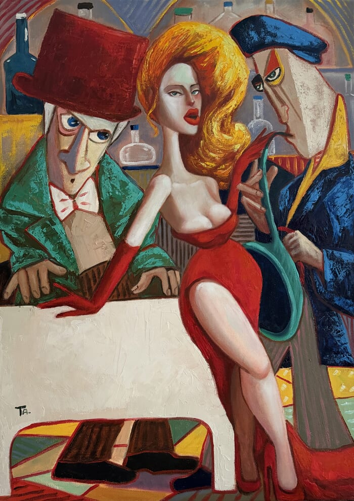 Red dress, Green eyes par Ta Byrne