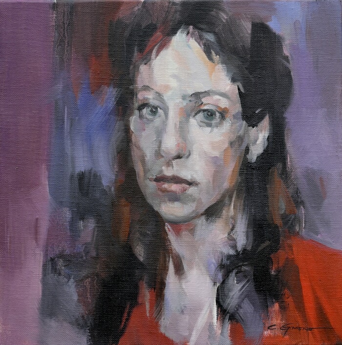 Portrait en rouge et rose by Claudie Gimeno
