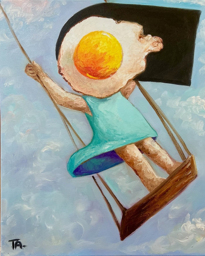 Egg girl on a swing par Ta Byrne