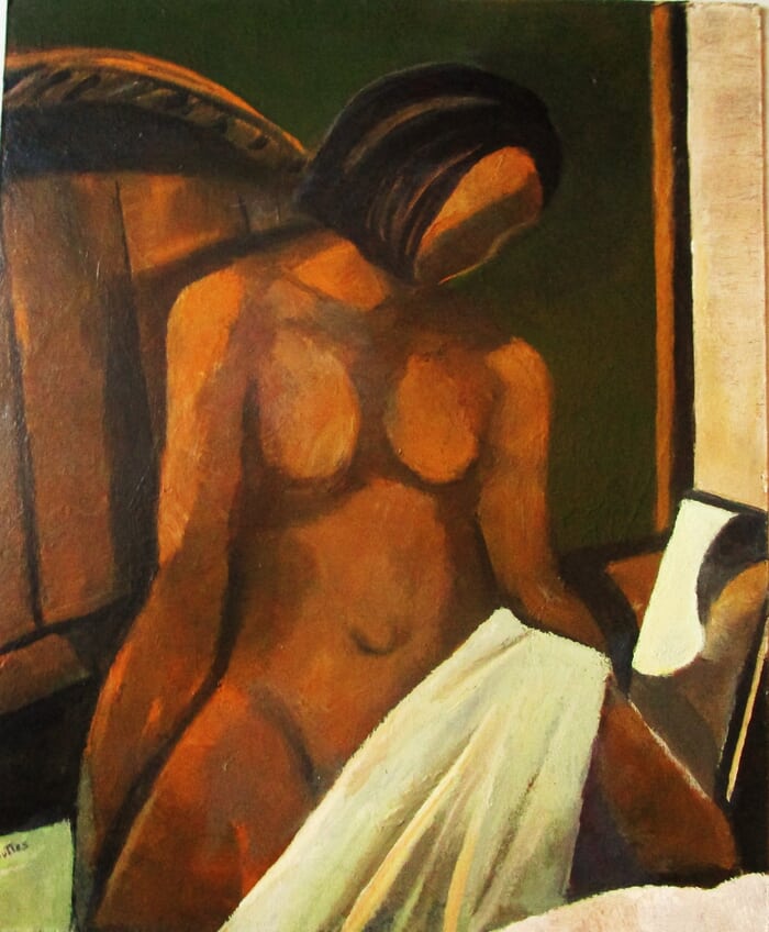 Modele penché au miroir by Michel de Gouttes