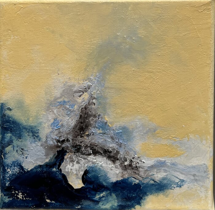 Vague bleue sur fond jaune 1 von Isabelle Mispelon