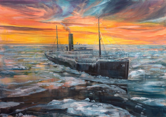 Sous le regard inquiet de la sterne arctique, le vaisseau fantôme semblait encore briser les glaces, dans les derniers cris de la banquise. by François Pagé