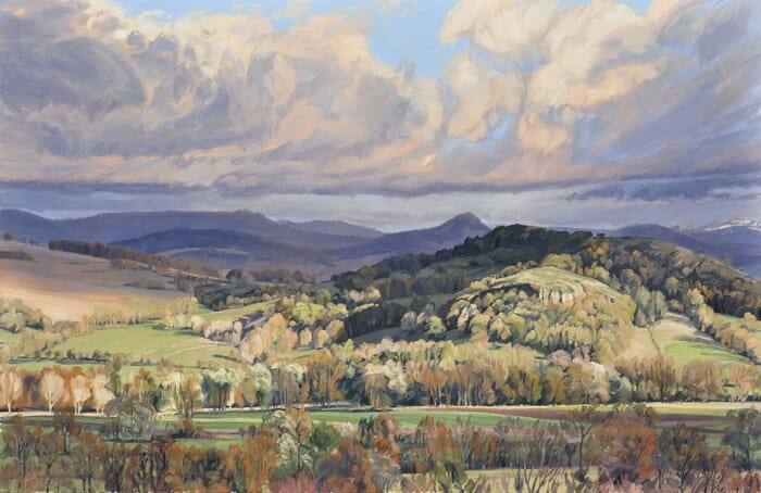 Autumn Sky over the Velay Mountains by Anne Baudequin