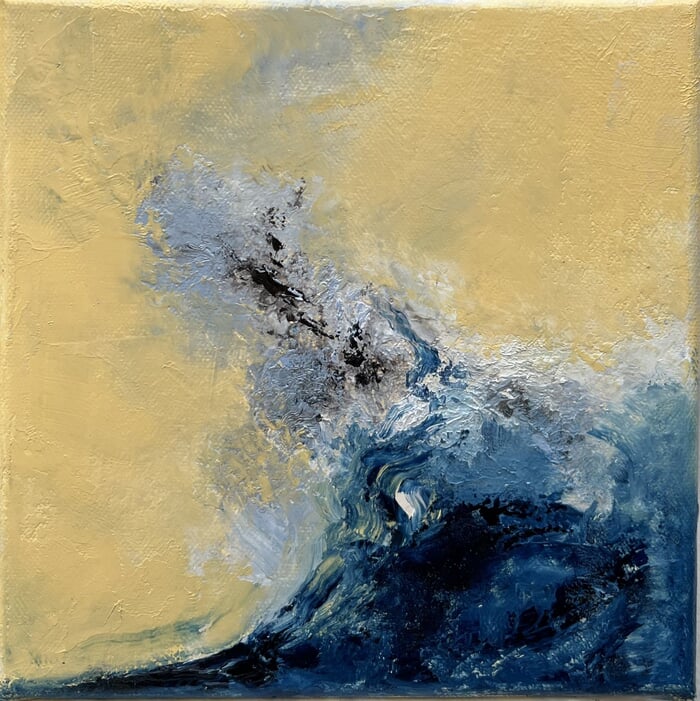 Vague bleue sur fond jaune 4 von Isabelle Mispelon