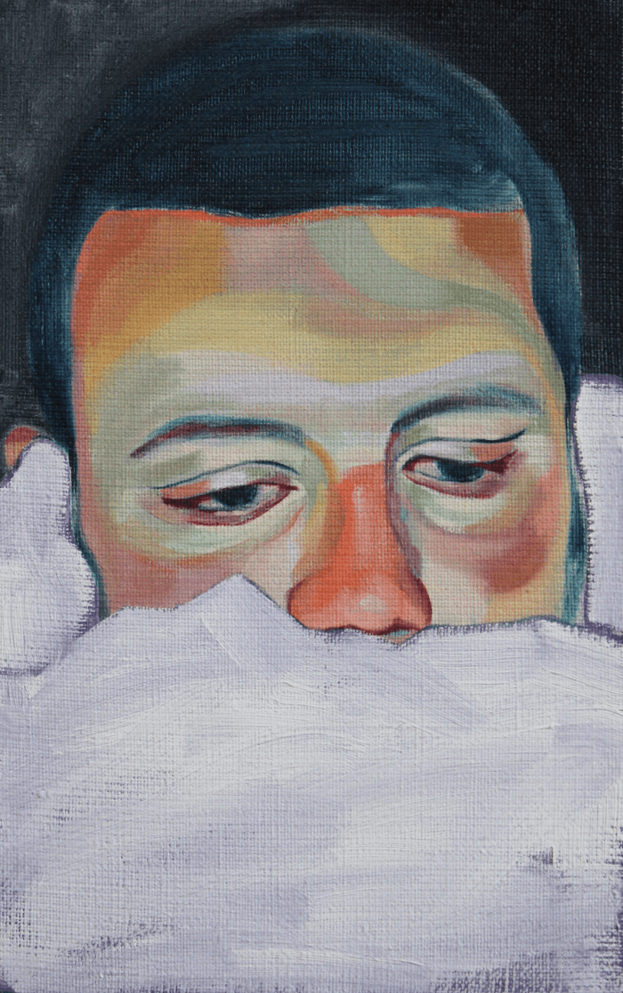 Portrait with plastic bag by William Fice
