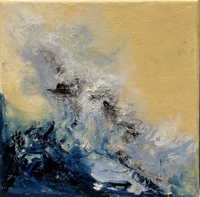 Vague bleue sur fond jaune 3 von Isabelle Mispelon