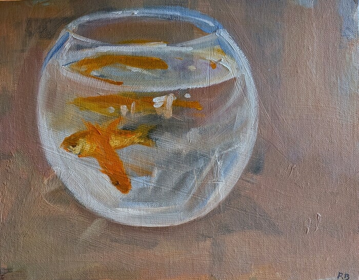 Goldfish in a bowl by Rosemary Burn
