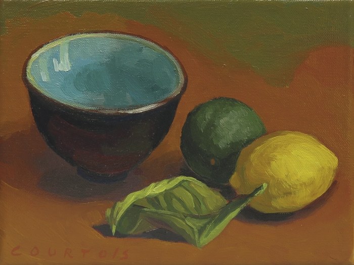 Bol bleu et 2 citrons von Hélène Courtois-Redouté